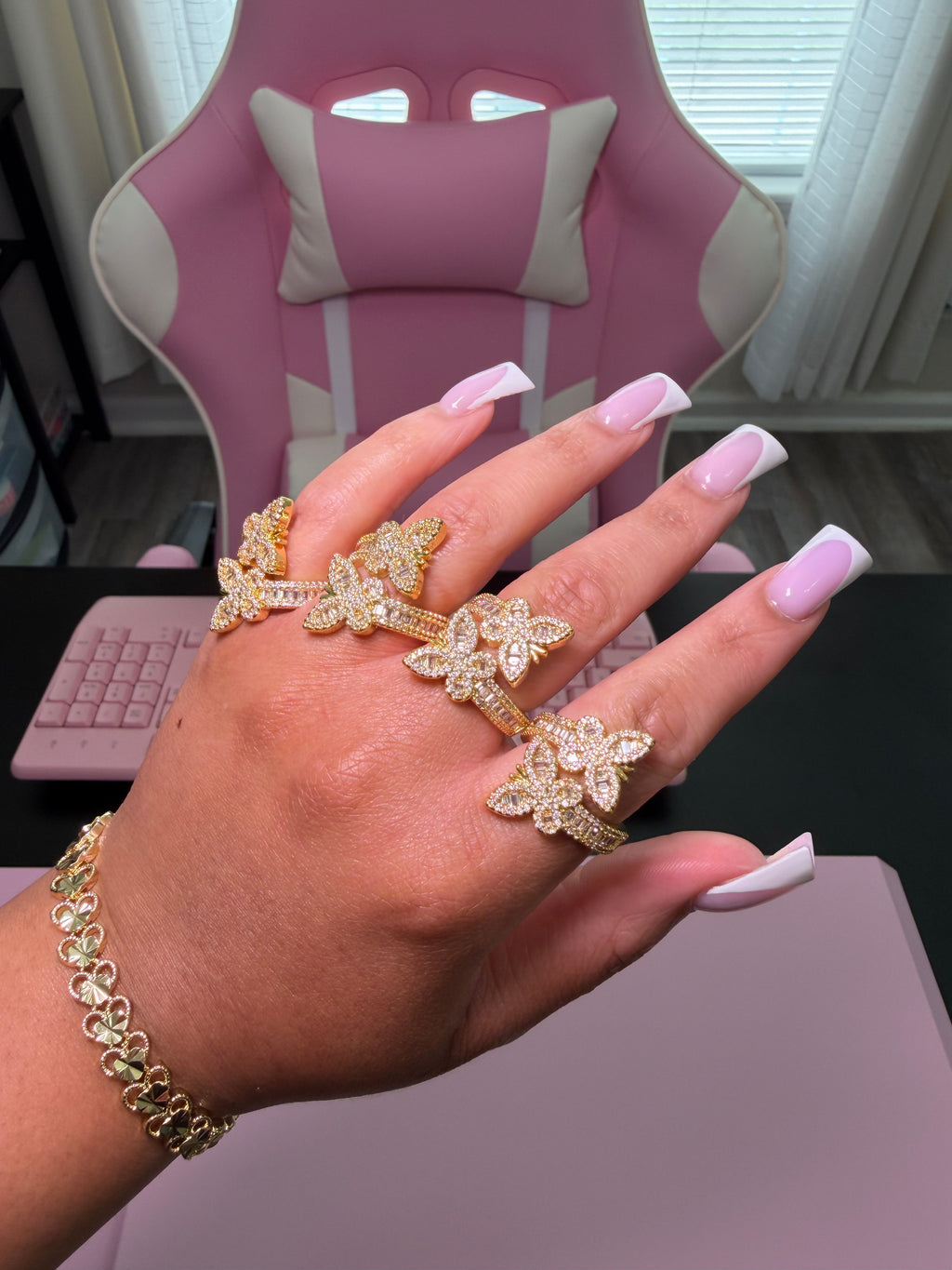 Adjustable Double Butterfly Ring