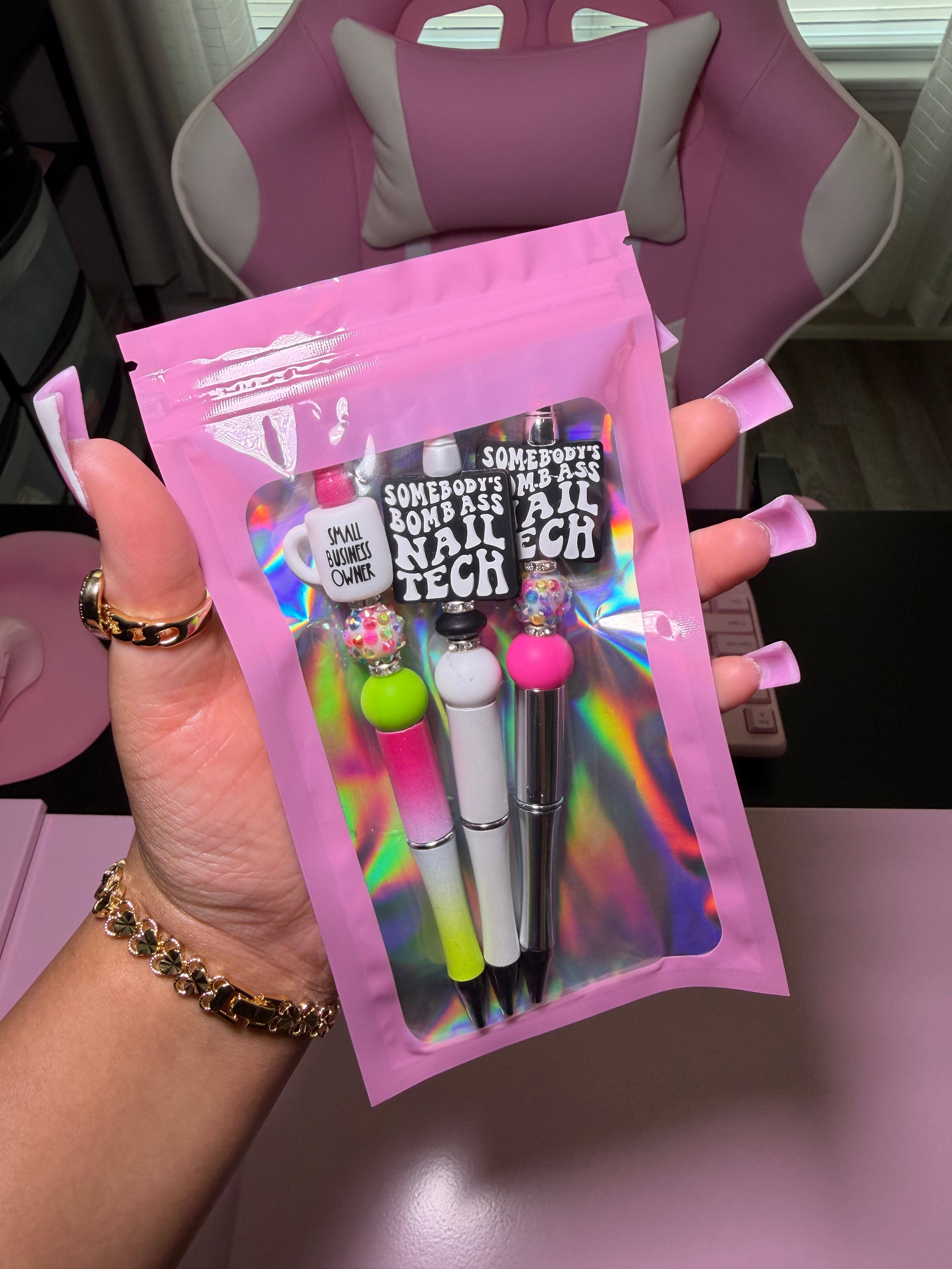 Pretty Girl Essentials™ Beaded Pens 3-Pack - NAIL TECH Edition