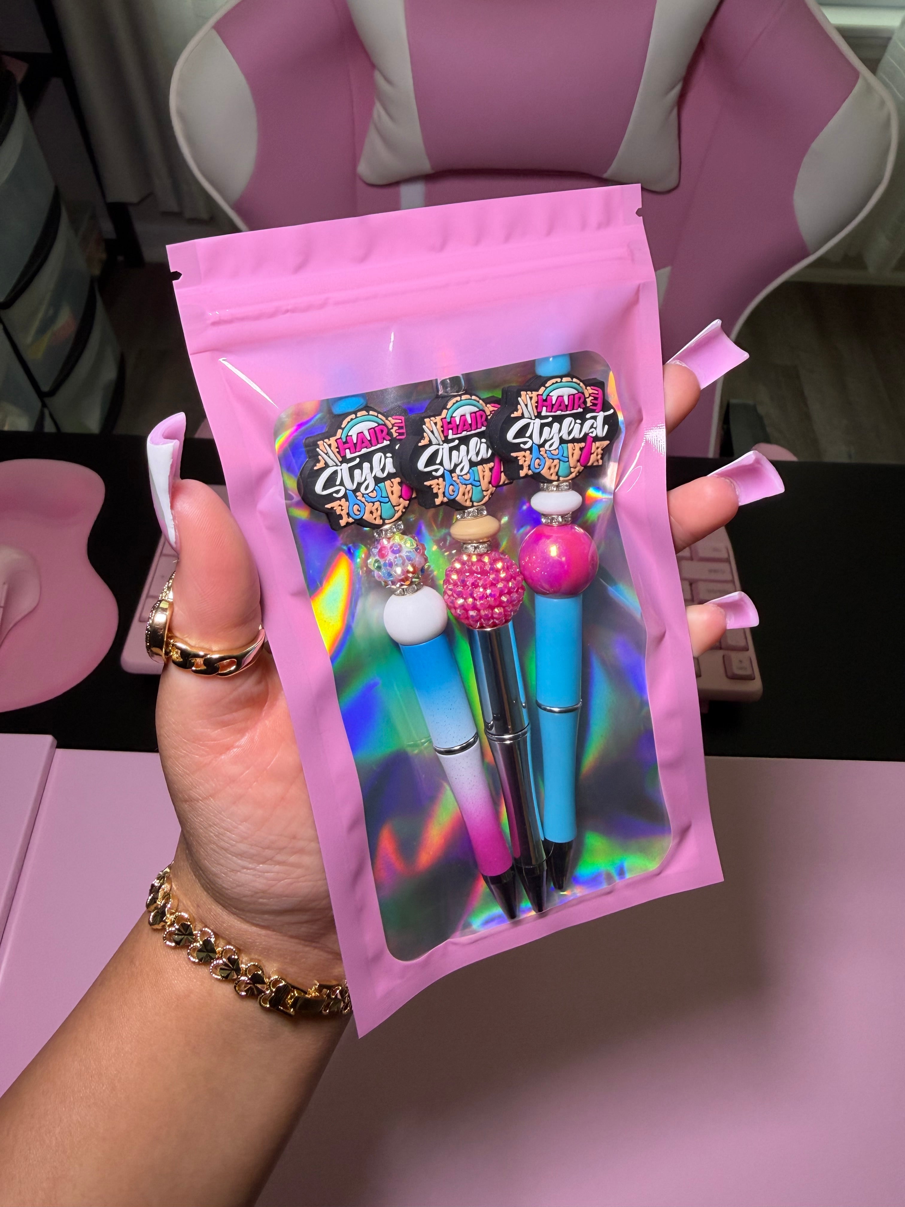 Pretty Girl Essentials™ Beaded Pens 3-Pack - HAIR STYLIST Edition