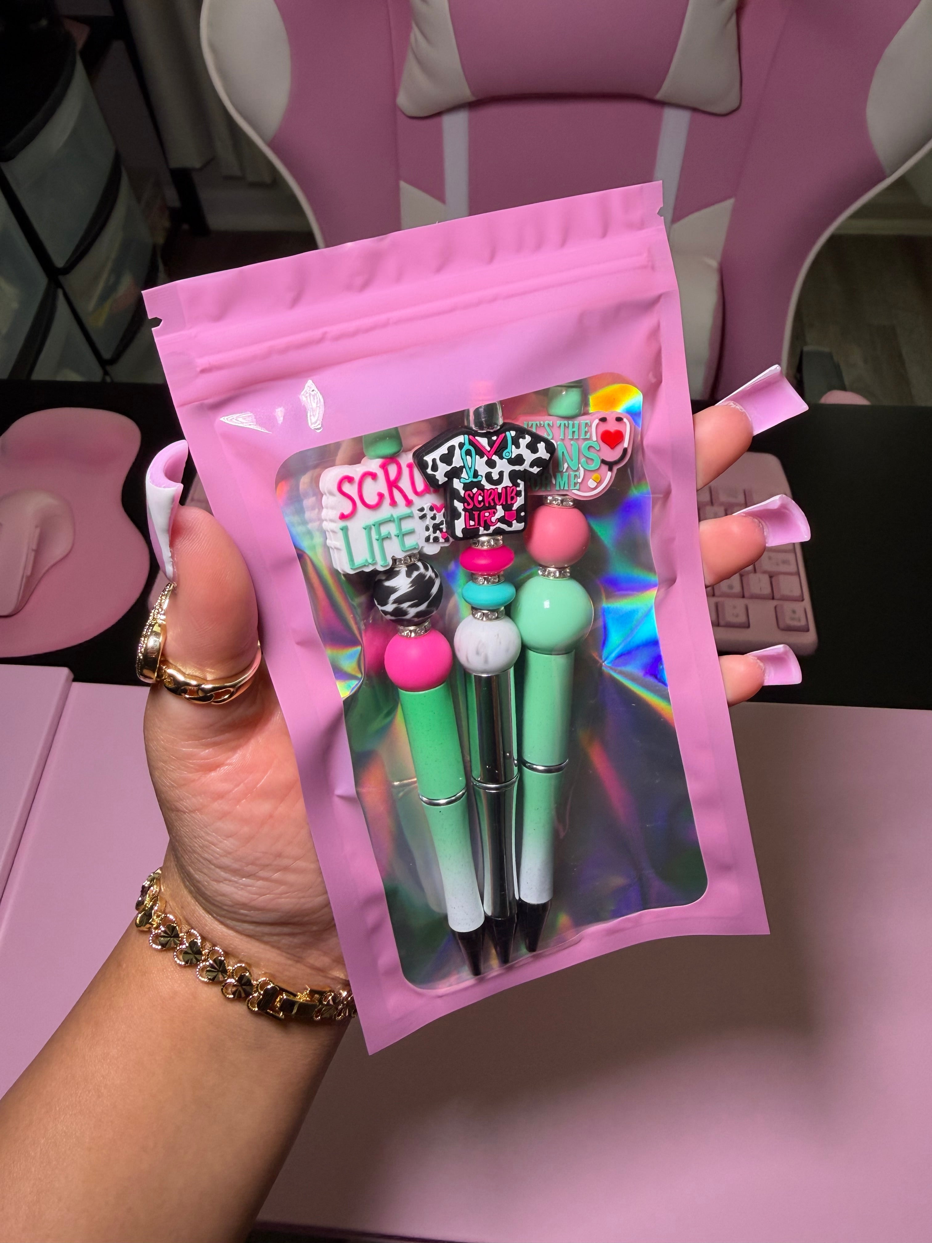Pretty Girl Essentials™ Beaded Pens 3-Pack - NURSE Edition