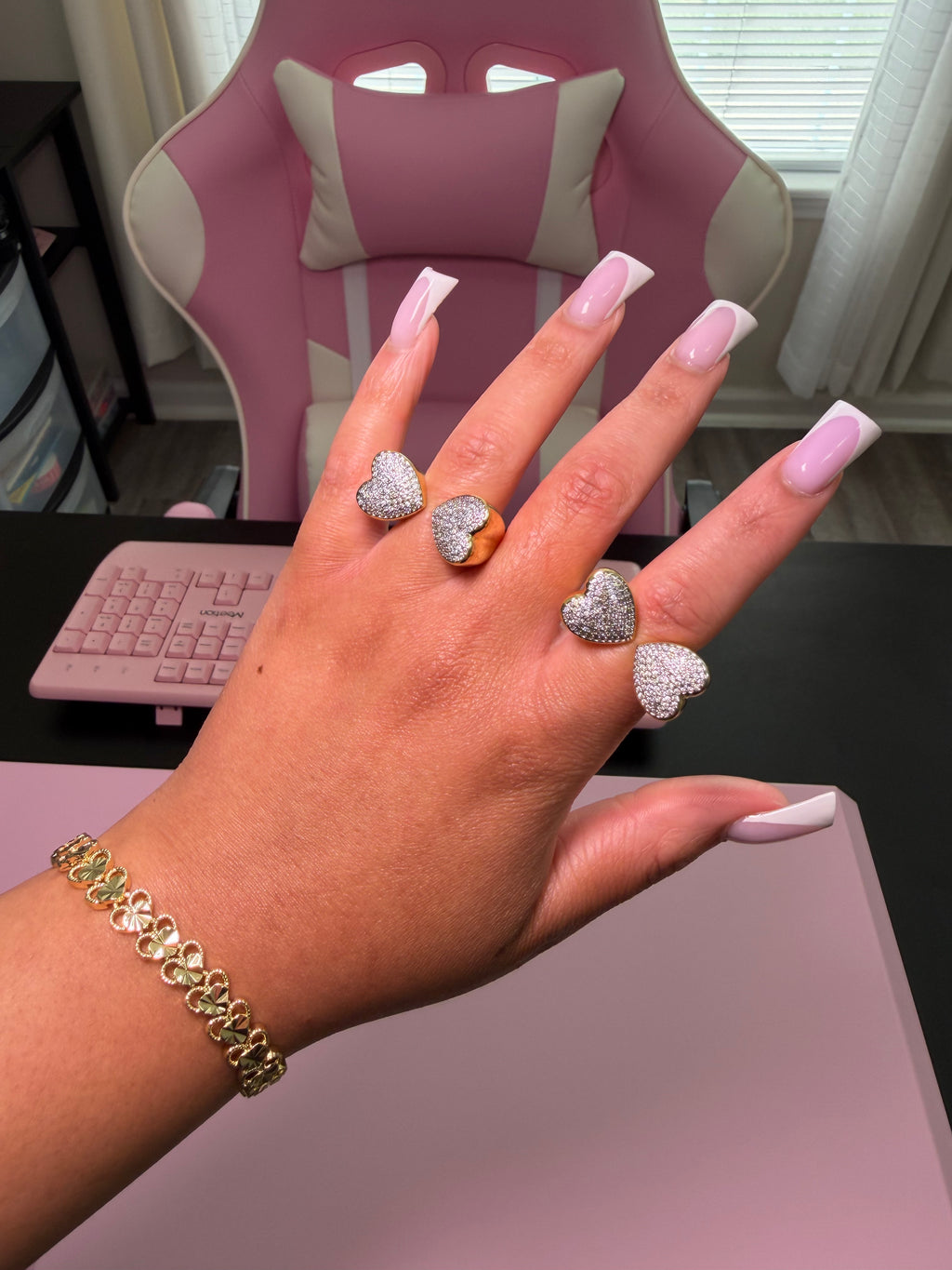 Jumbo Adjustable Bling Open Heart Ring