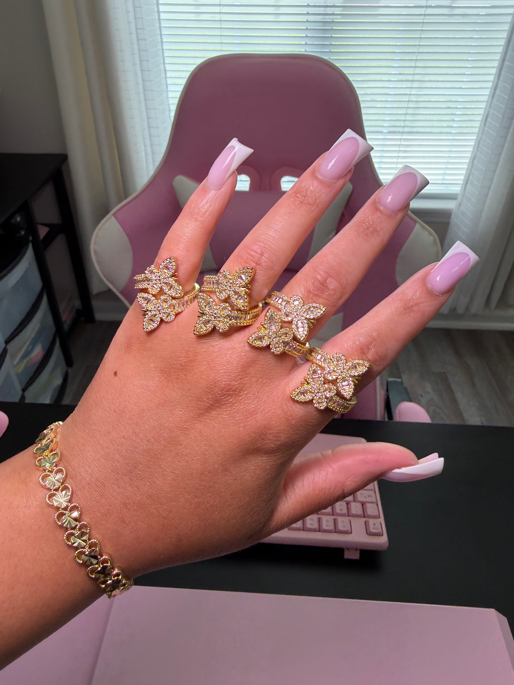 Adjustable Double Butterfly Ring