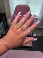 Adjustable Double Butterfly Ring