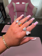 Jumbo Adjustable Bling Open Heart Ring