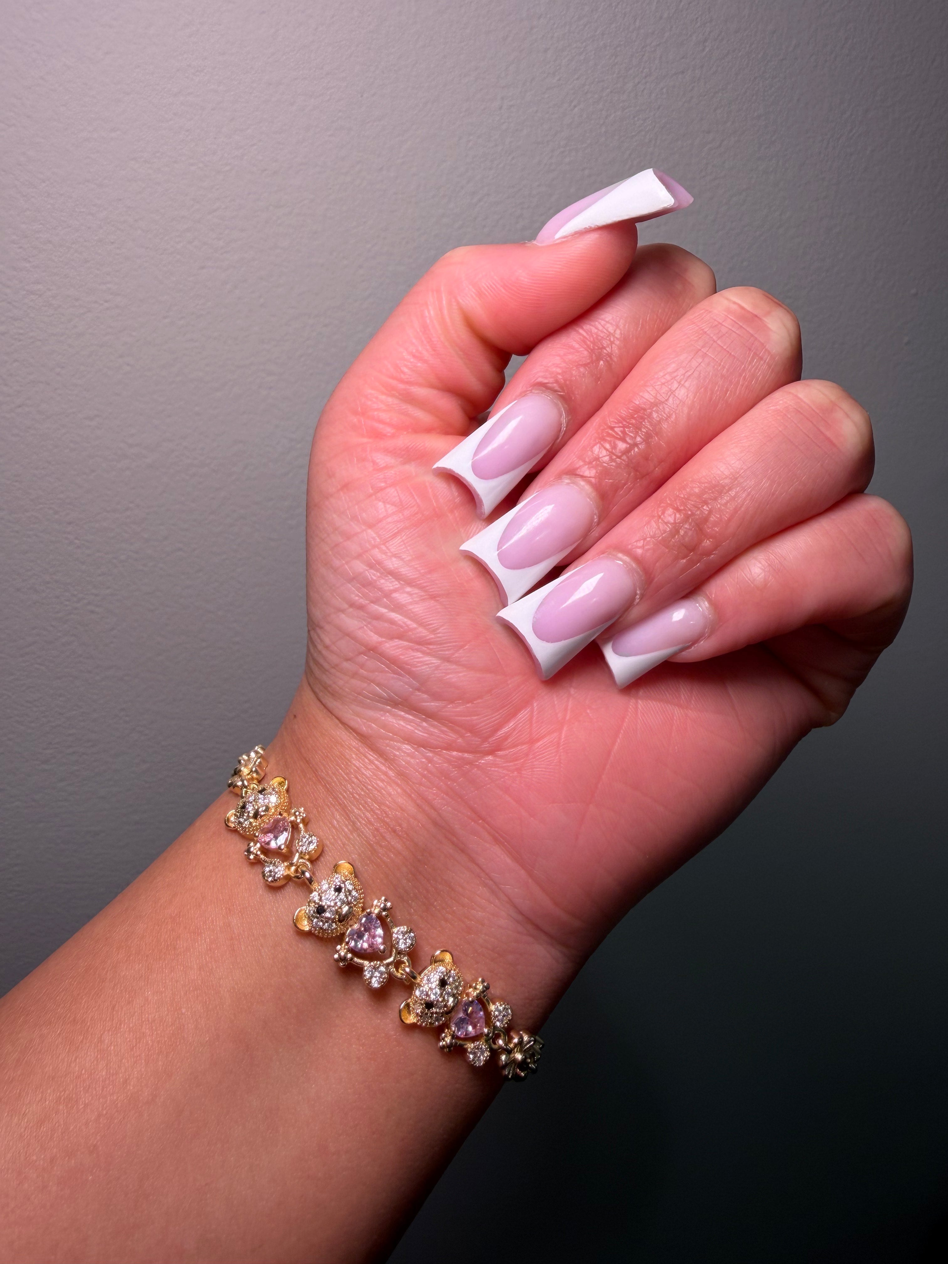 Pink Heart Teddy Bear Bracelet